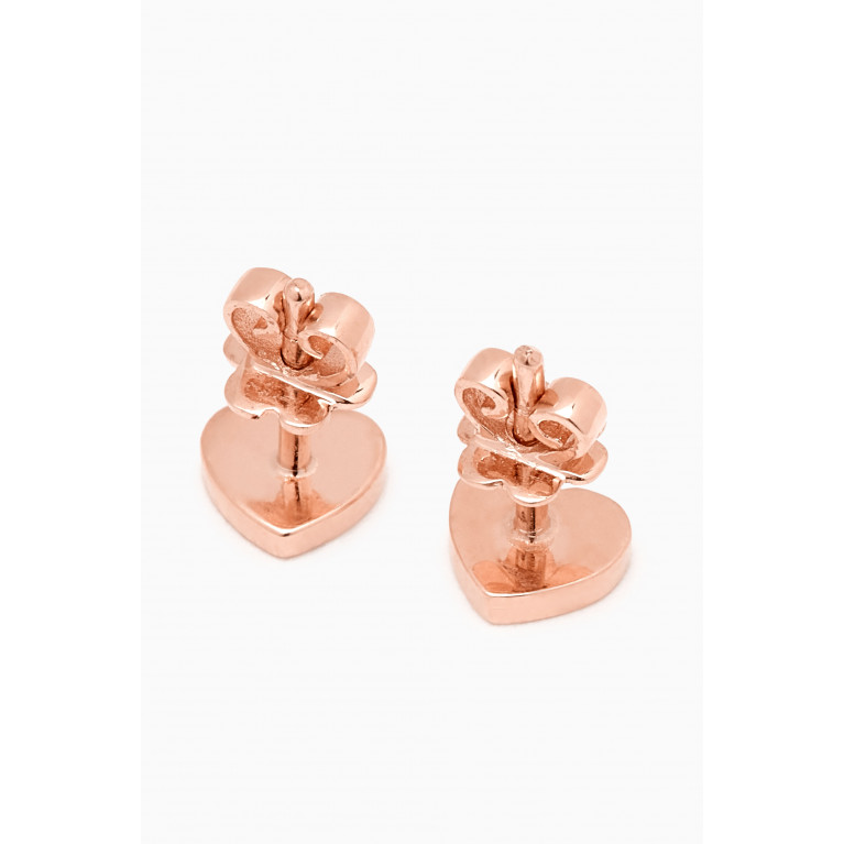 Arkay - Mini Heart Enamel Stud Earrings in 18kt Rose Gold