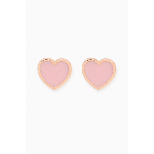 Arkay - Mini Heart Enamel Stud Earrings in 18kt Rose Gold