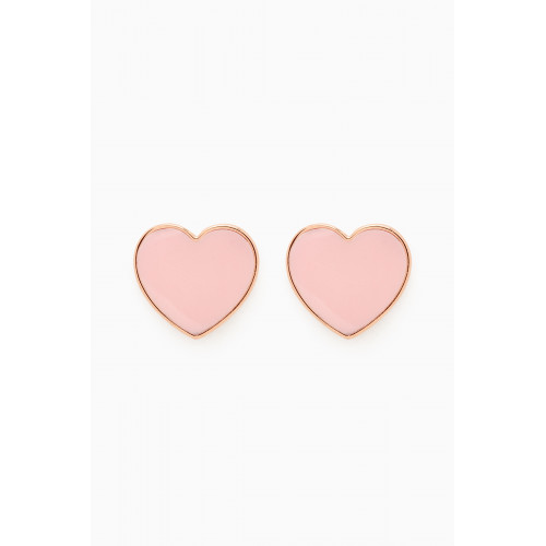 Arkay - Large Heart Enamel Stud Earrings in 18kt Rose Gold