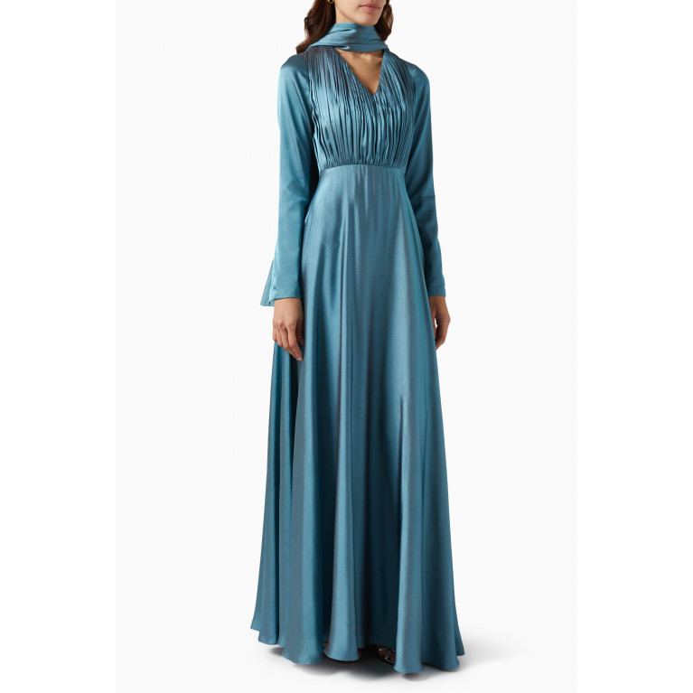 Euphoria - Pleated Maxi Dress in Satin