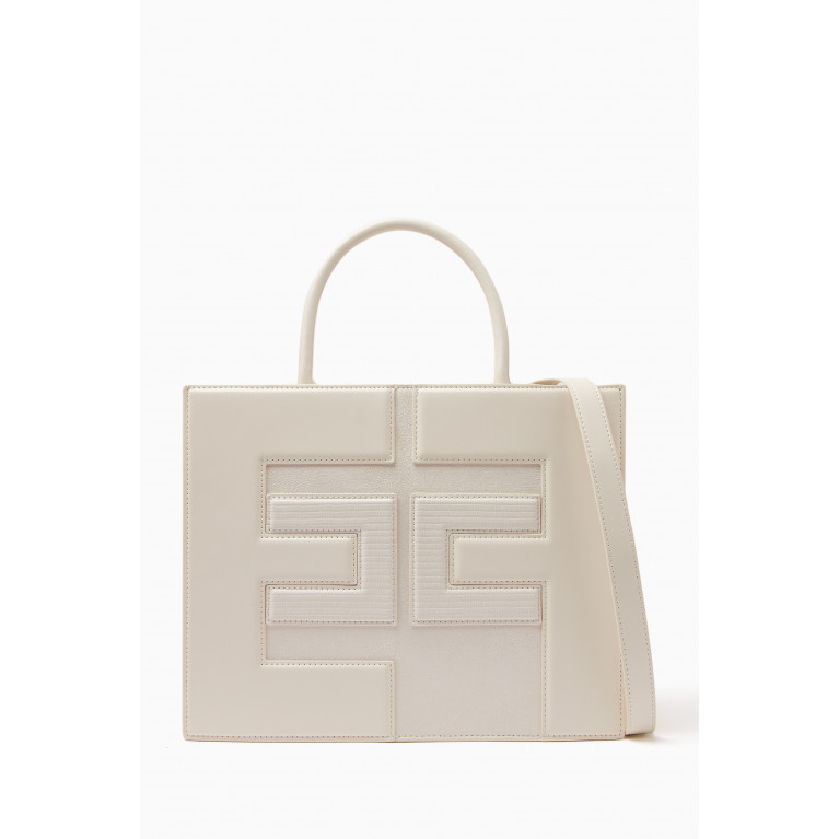 Elisabetta Franchi - EF Small Shopper Bag in Leather Neutral