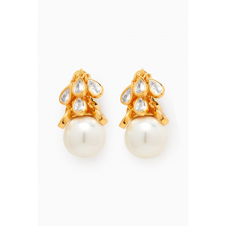 The Jewels Jar - Nura Pearl Drop Earrings in 18kt Gold-plated Steel