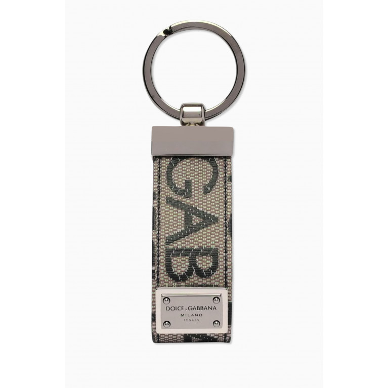 Dolce & Gabbana - Logo Jacquard Key Ring in Coated-canvas & Leather