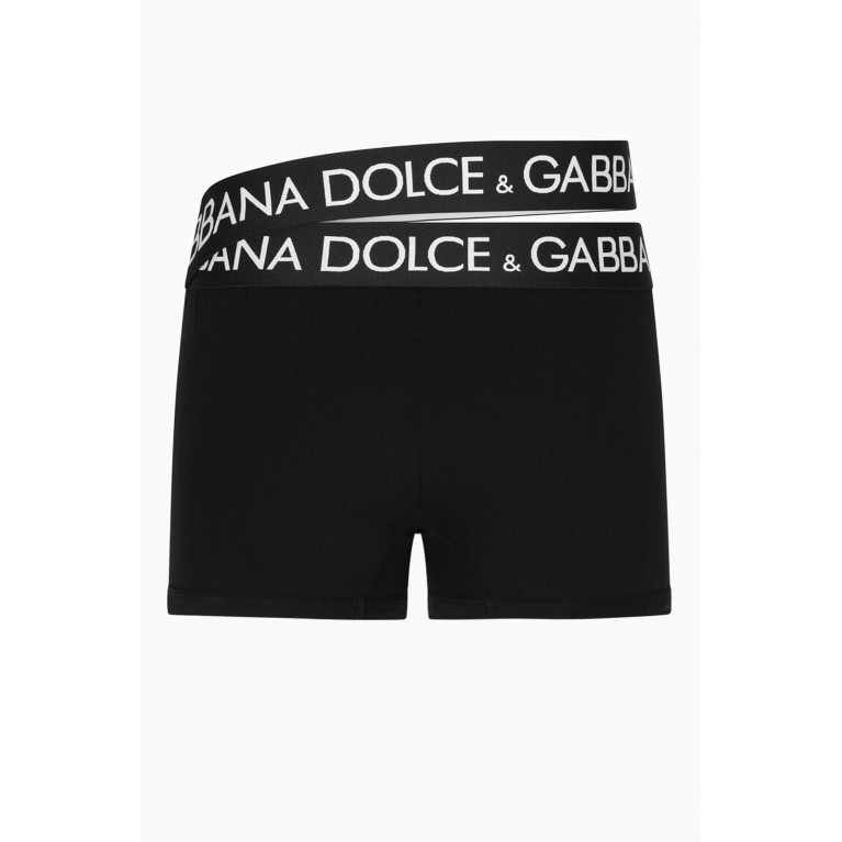 Dolce & Gabbana - Double Waistband Boxers in Cotton Jersey Black