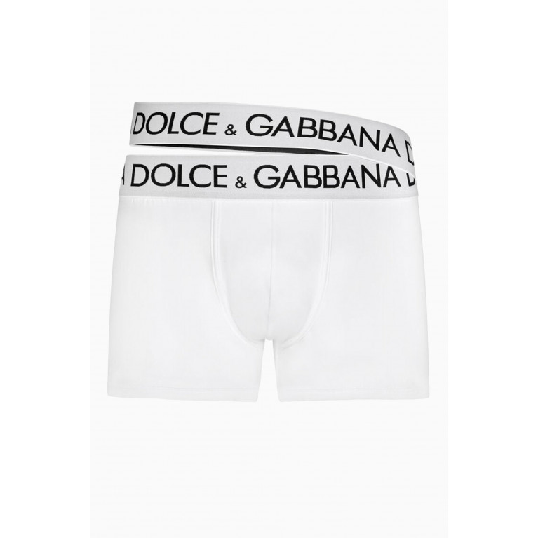 Dolce & Gabbana - Double Waistband Boxers in Cotton Jersey White