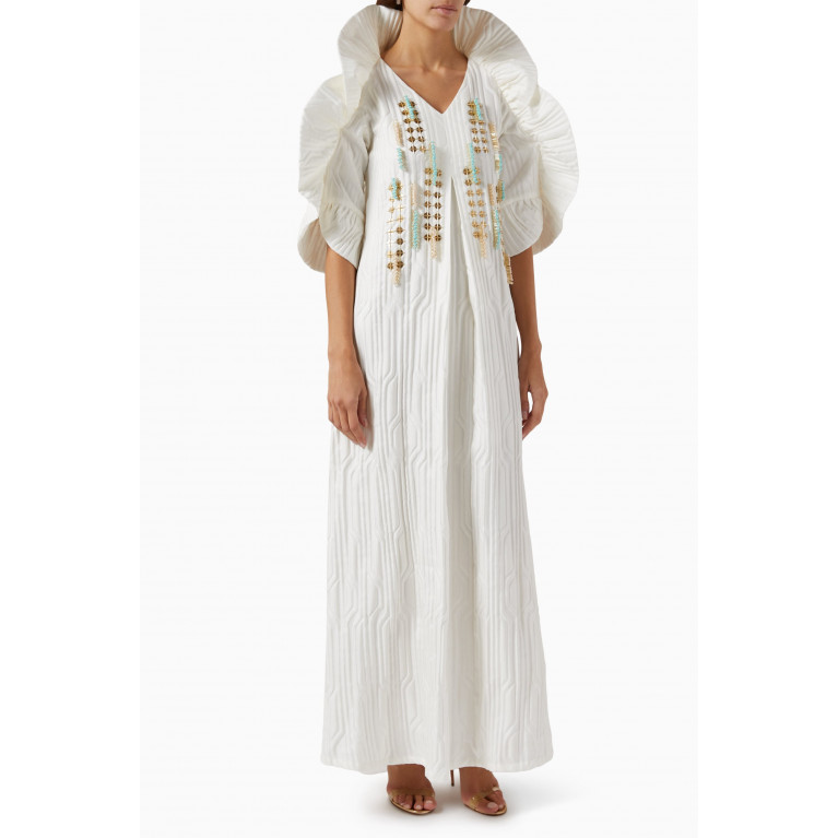April Clothing - White Rose Maxi Dress