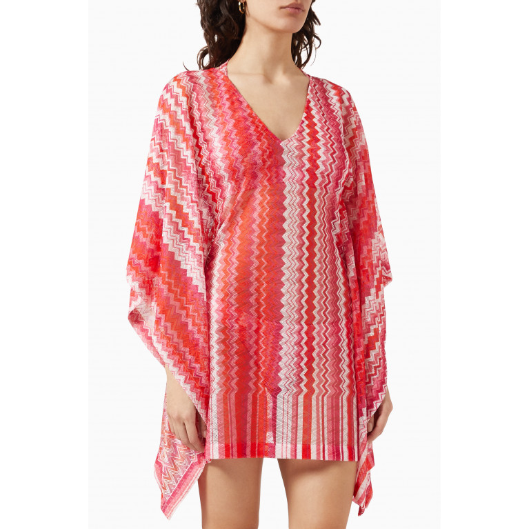 Missoni - Zigzag Cover-up Beach Dress in Knit Pink