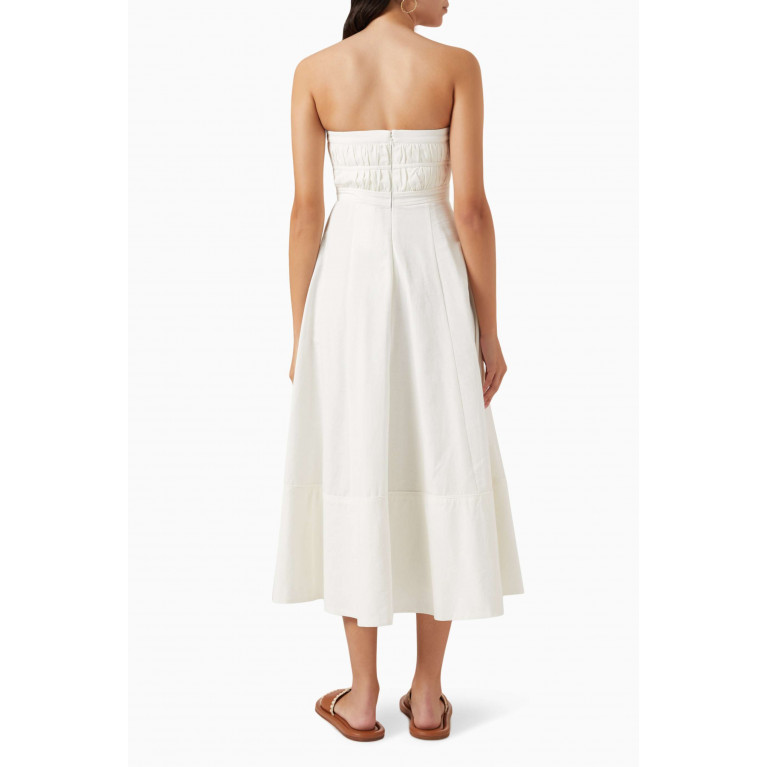 Shona Joy - Akua Strapless Bustier Midi Dress in Cotton-linen