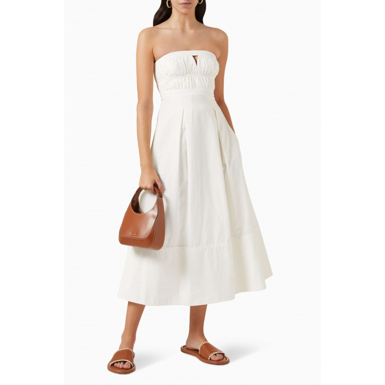 Shona Joy - Akua Strapless Bustier Midi Dress in Cotton-linen