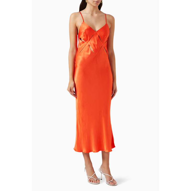 Shona Joy - Milo Cut-out Slit Midi Dress Orange