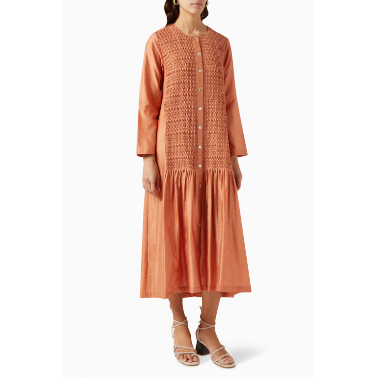 SWGT - Textured Button Down Dress in Chanderi Silk