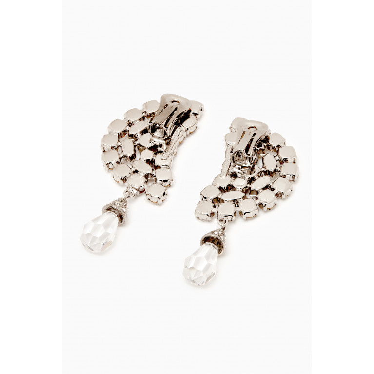 Alessandra Rich - Crystal Halfmoon Drop Earrings in Brass