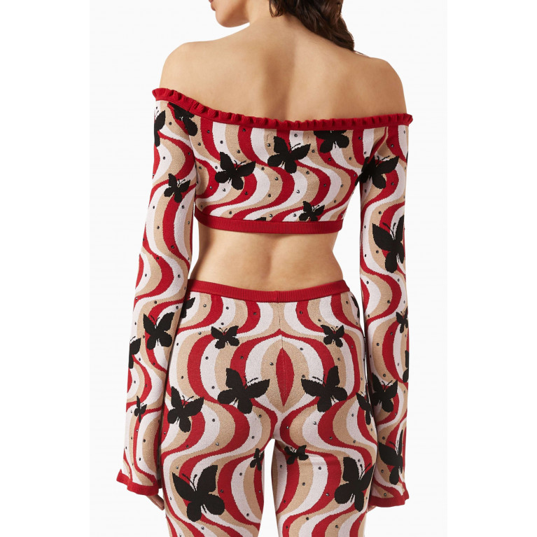 Alessandra Rich - Printed Crop Top in Jacquard