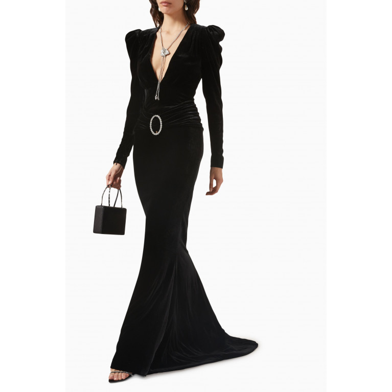 Alessandra Rich - Crystal Buckle Gown in Velvet