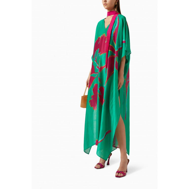 Twinkle Hanspal - Jade Floral-print Kaftan Dress