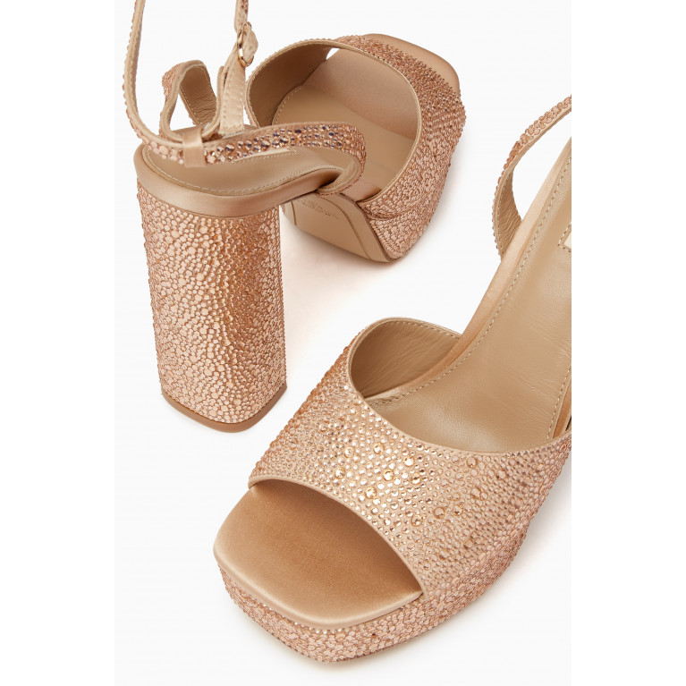 Nicoli - Vallea 130 Platform Sandals in Crystal Embellished Leather