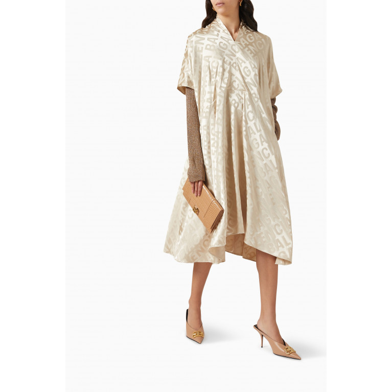 Balenciaga - Logo Jacquard Oversized Midi Dress in Organic-silk