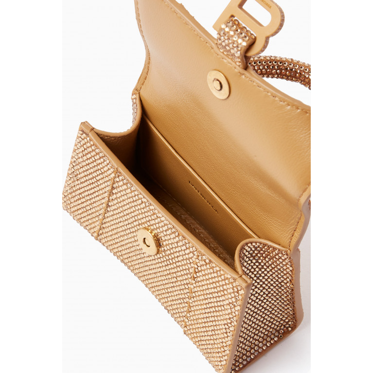 Balenciaga - Hourglass Mini Top Handle Bag with Rhinestones in Suede Calfskin