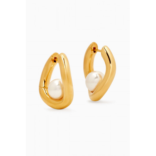Balenciaga - Loop Pearl Earrings in Gold-toned Brass