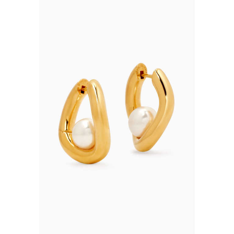 Balenciaga - Loop Pearl Earrings in Gold-toned Brass