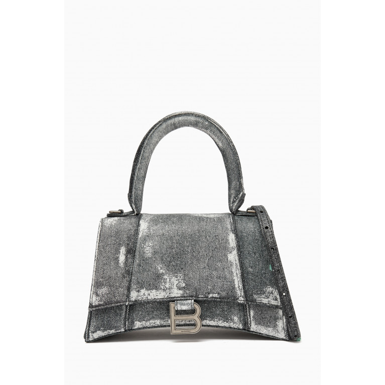 Balenciaga - Hourglass Top-handle Bag in Distressed Denim