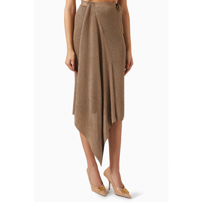 Balenciaga - Wrap Midi Skirt in Lurex Rib-knit