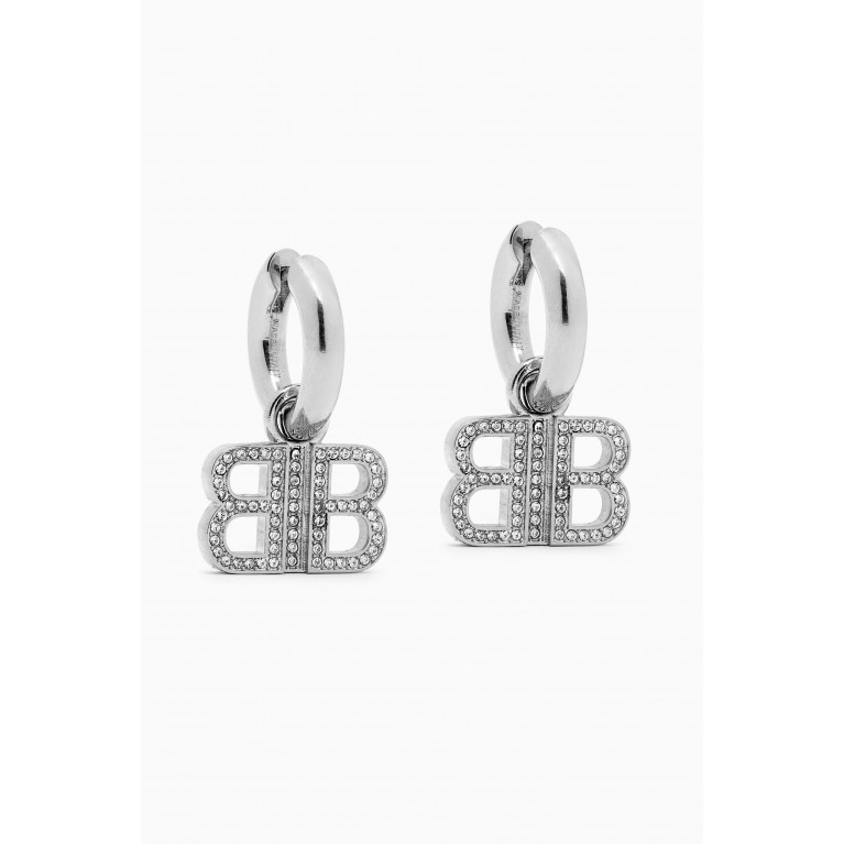 Balenciaga - BB 2.0 Rhinestones Hoop Earrings in Brass