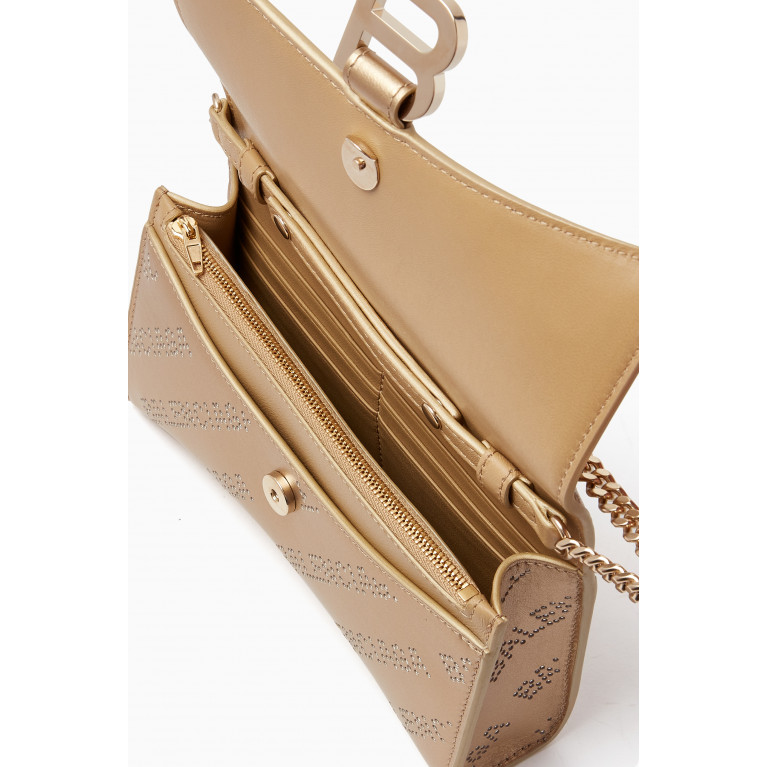 Balenciaga - Hourglass Wallet on Chain with Rhinestone Allover Logo in Metallized Smooth Calfskin