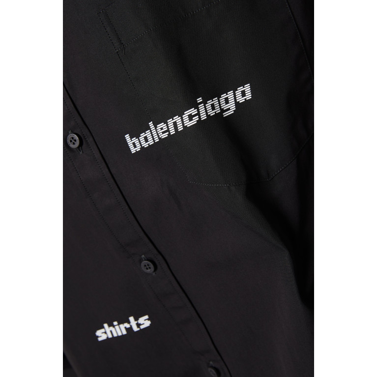 Balenciaga - All Over Logo Large Fit Shirt in Cotton Poplin