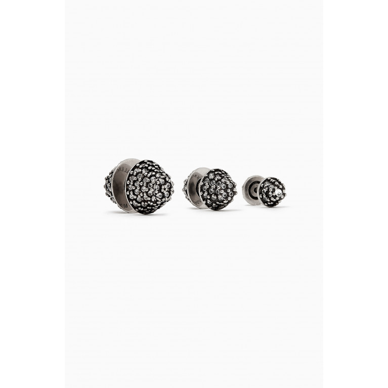 Balenciaga - Cagole Earrings Set of 3 with Rhinestones in Bonze & Brass