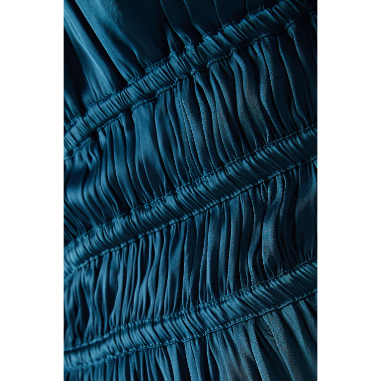 Maje - Riannette V-neck Midi Dress in Satin Blue
