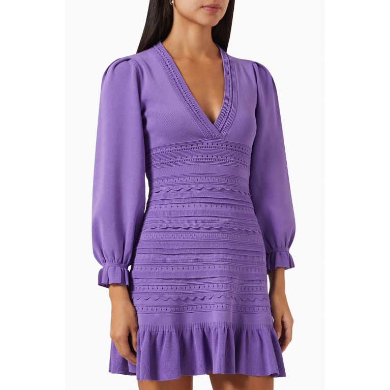 Sandro - Ombre Pointelle Mini Dress in Viscose-blend Knit Purple