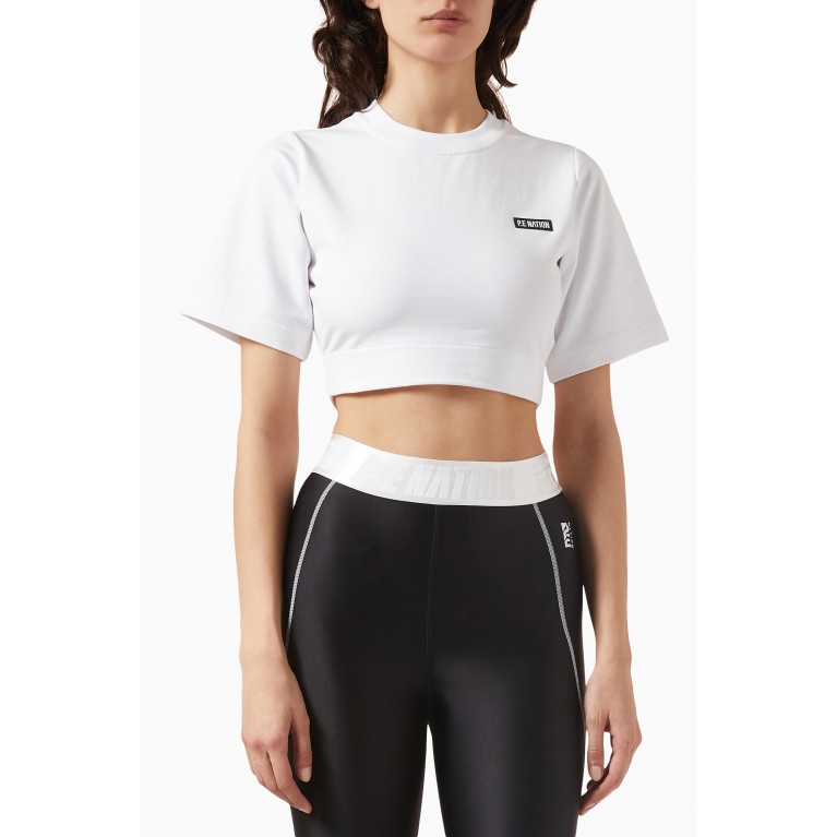 P.E. Nation - Volley Back Cut-out Crop T-shirt in Organic Cotton