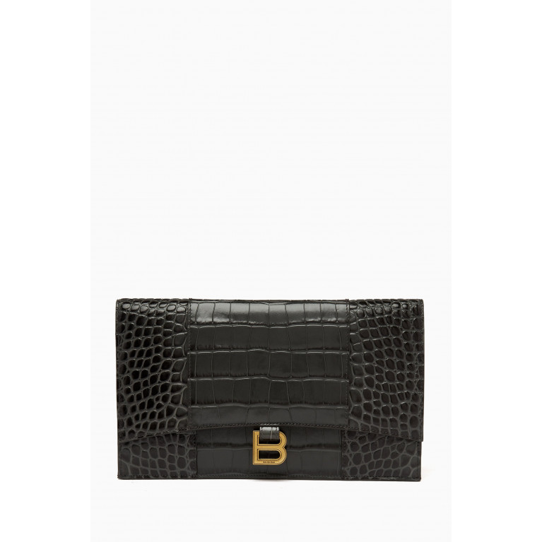 Balenciaga - Hourglass Flat Pouch in Croc-embossed Leather