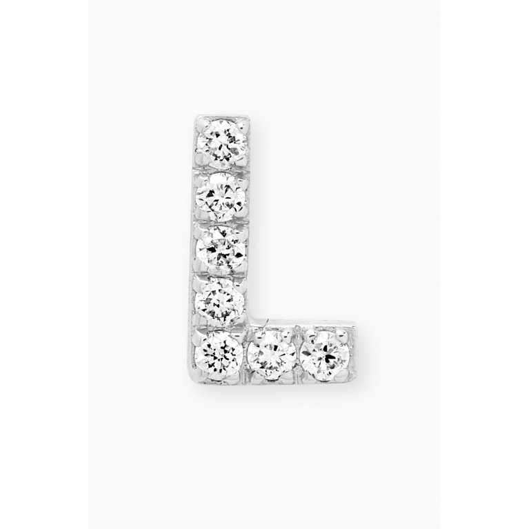 Fergus James - L Letter Diamond Single Stud Earring in 18kt White Gold
