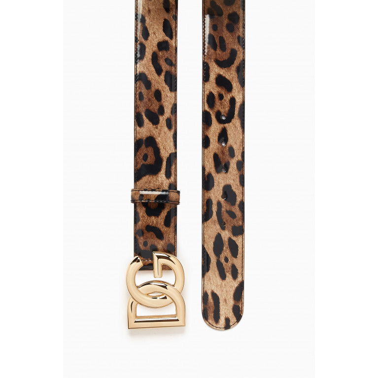 Dolce & Gabbana - Leopard-print Logo-buckle Belt in Leather