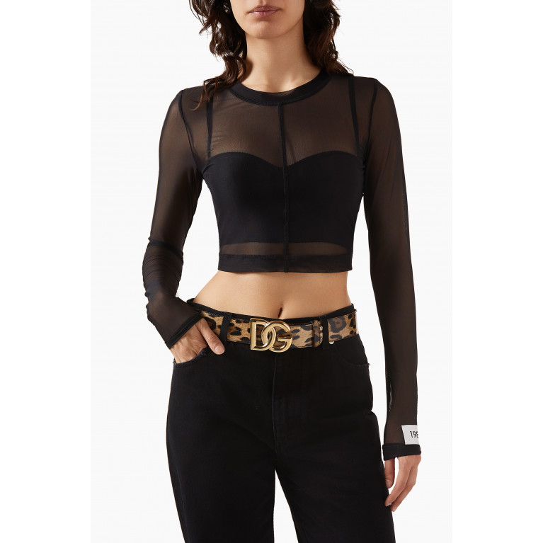 Dolce & Gabbana - Leopard-print Logo-buckle Belt in Leather