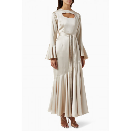 AMARAH - Pleated Maxi Dress in Satin