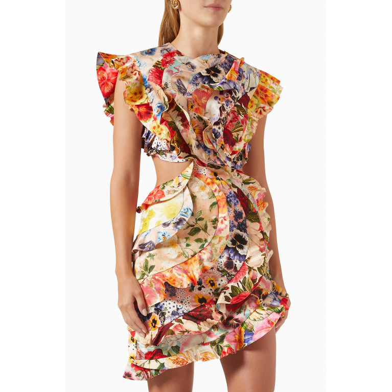 Zimmermann - Wonderland Frilled Mini Dress in Linen-silk Blend