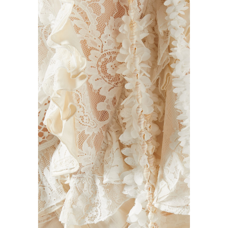 Zimmermann - Wonderland Lace Frilled Mini Dress in Cotton-blend