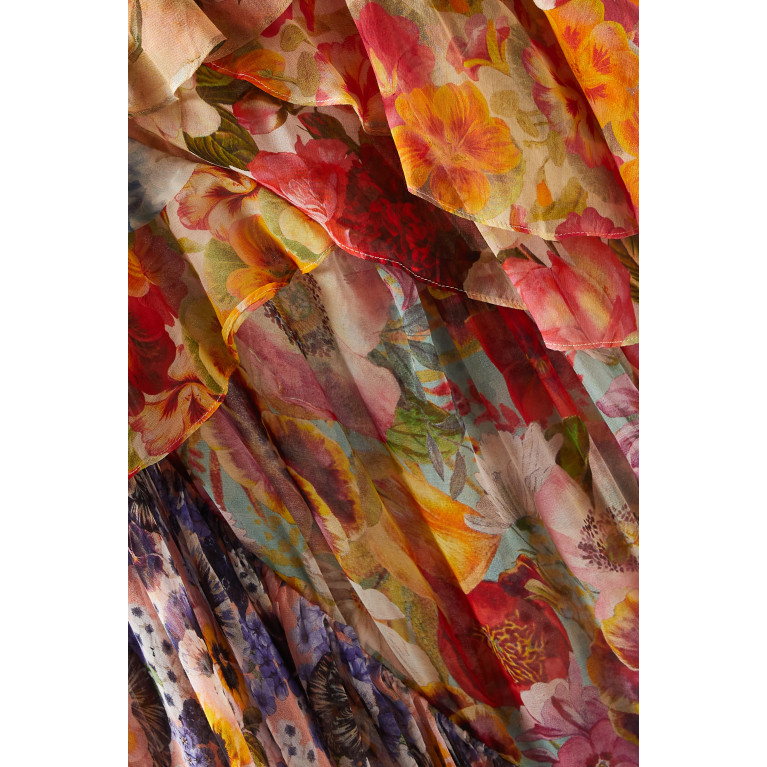 Zimmermann - Wonderland Flounce Midi Dress in Cotton & Silk Blend
