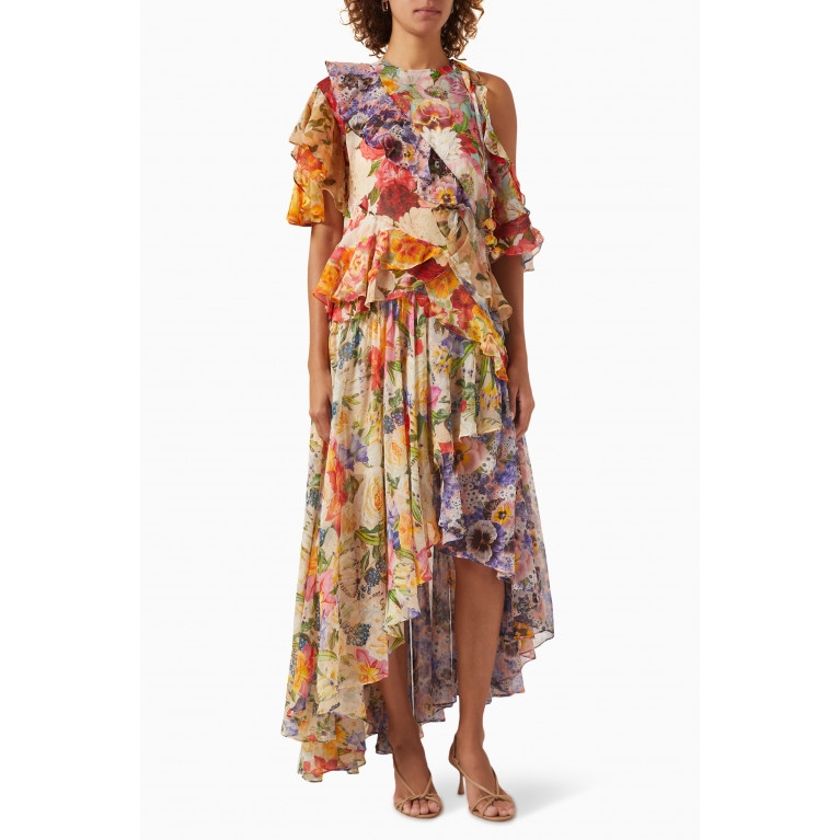 Zimmermann - Wonderland Flounce Midi Dress in Cotton & Silk Blend