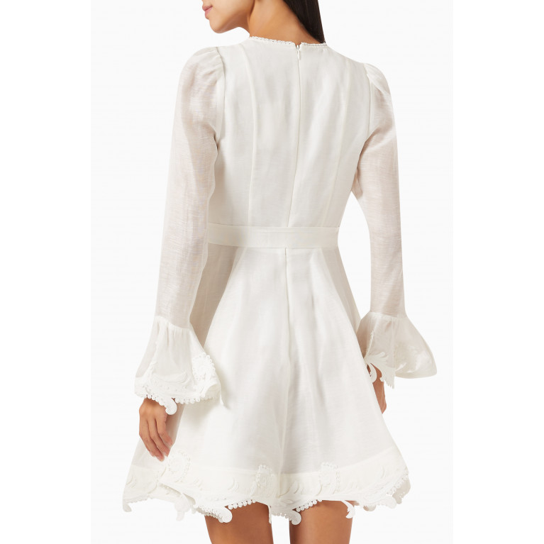 Zimmermann - Wonderland Appliqué Mini Dress in Silk-linen Blend