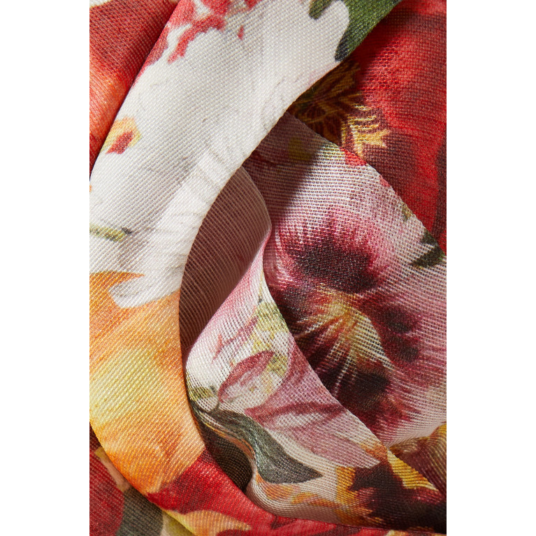 Zimmermann - Wonderland Poppy-print Bralette in Silk-linen