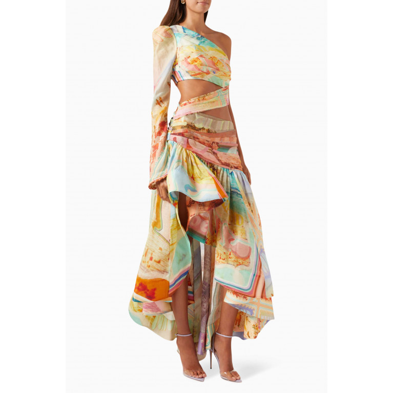 Zimmermann - Tama One-shoulder Midi Dress in Silk-linen Organza
