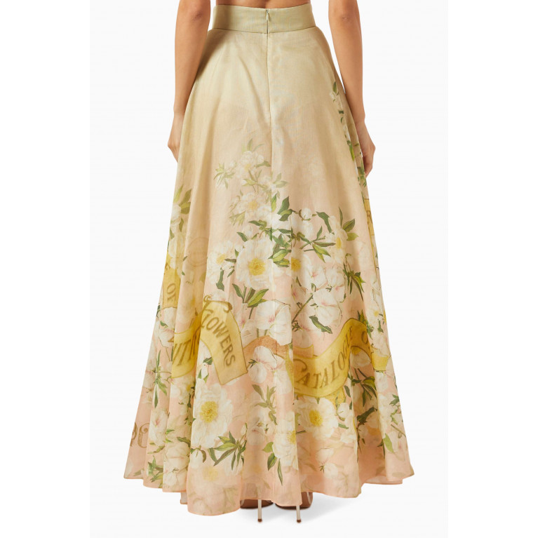 Zimmermann - Coaster Floral Maxi Skirt in Linen & Silk