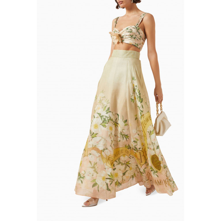Zimmermann - Coaster Floral Maxi Skirt in Linen & Silk