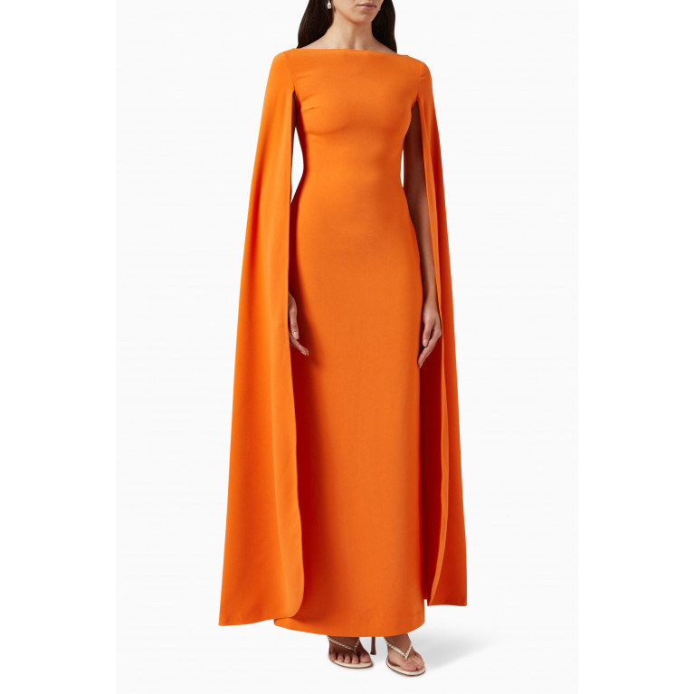 Solace London - Sadie Cape-sleeve Maxi Dress in Crepe Orange