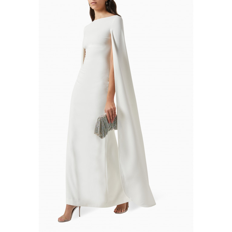 Solace London - Sadie Cape-sleeve Maxi Dress in Crepe White