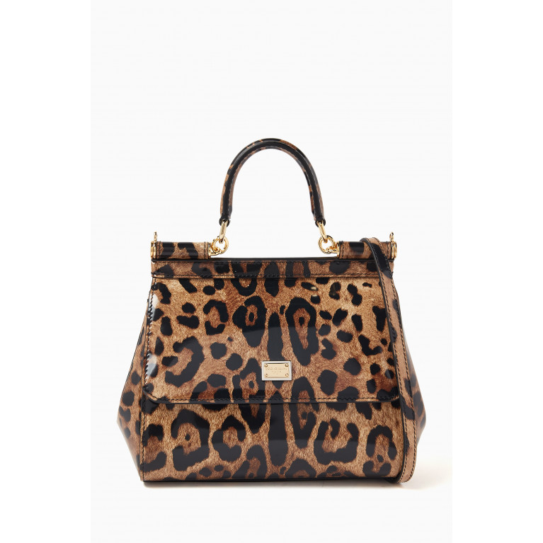 Dolce & Gabbana - x KIM Small Sicily Bag in Leopard-print Polished Leather